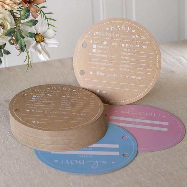 Kate Aspen Baby Shower Prediction Advice Card Keepsake Book - Kraft Circle Shape