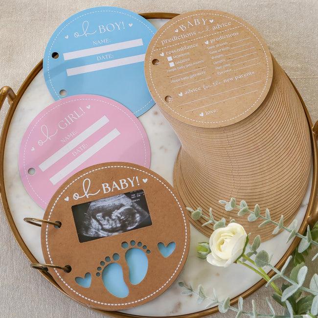kate aspen Baby Shower Prediction Advice Card Keepsake Book - Kraft Circle Shape