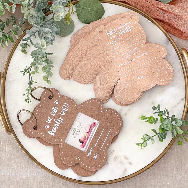 kate aspen Baby Shower Prediction Advice Card Keepsake Book - Kraft Bear Shape (Set of 50)