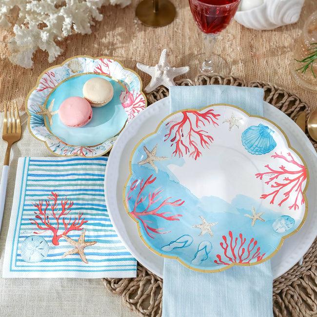 Kate Aspen Beach Party Tableware Set - 7” Plate (set Of 16) 9” Plate (set Of 16) And Napkin (set Of 30)