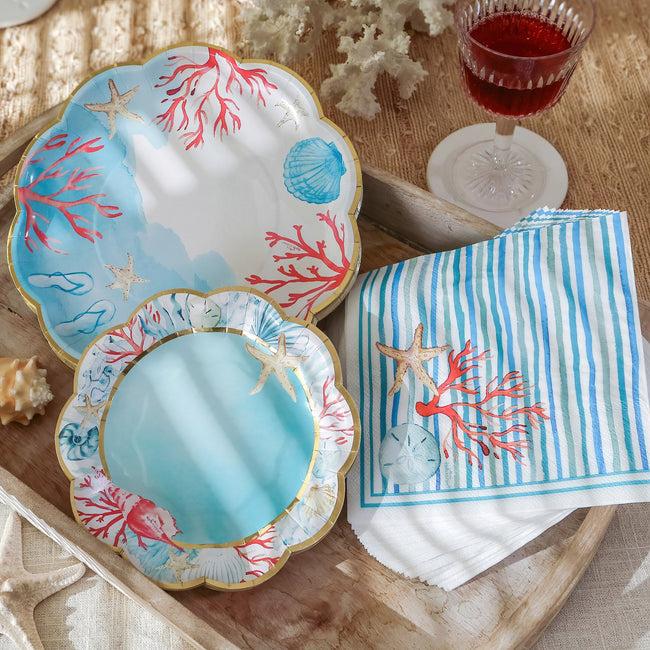 Kate Aspen Beach Party Tableware Set - 7” Plate (set Of 16) 9” Plate (set Of 16) And Napkin (set Of 30)
