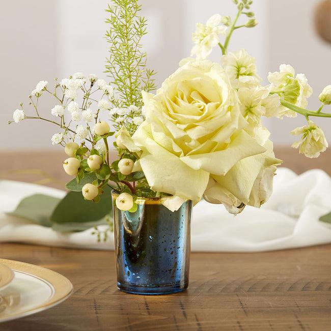 Kate Aspen Blue Mercury Glass Tea Light Holder (Set Of 4)