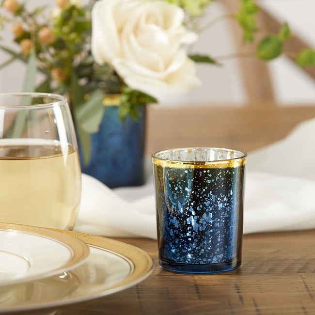 kate aspen Blue Mercury Glass Tea Light Holder (Set of 4)