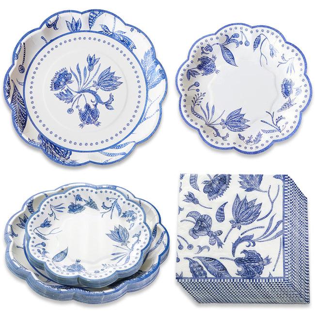 kate aspen Blue Willow 62 Piece Party Tableware Set (16 guests)