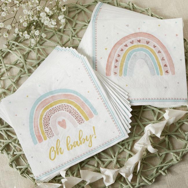 kate aspen Boho Rainbow Baby 2 Ply Paper Napkins (Set of 30)
