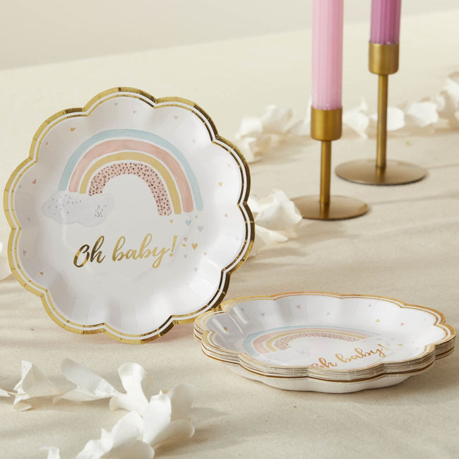 Kate Aspen Boho Rainbow Baby 7 In. Premium Paper Plates (Set Of 16)