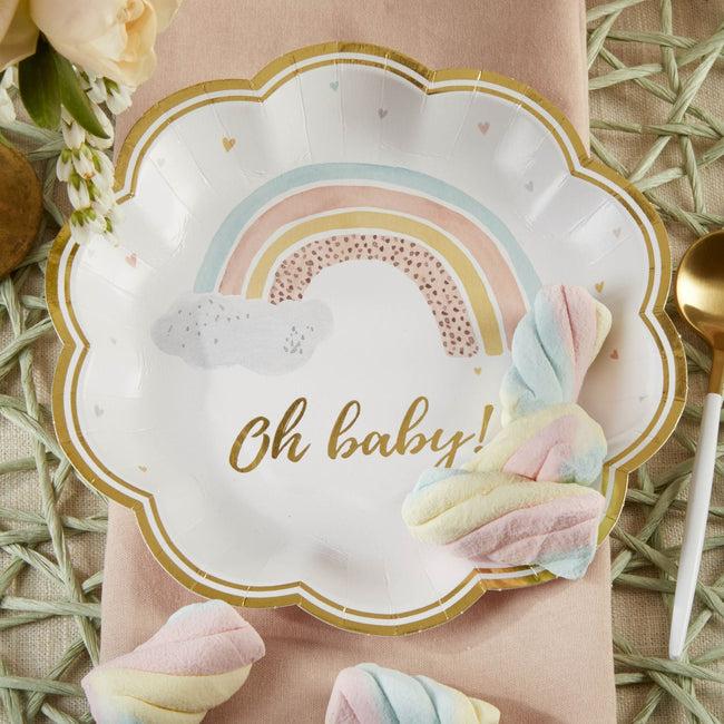 kate aspen Boho Rainbow Baby 7 in. Premium Paper Plates (Set of 16)