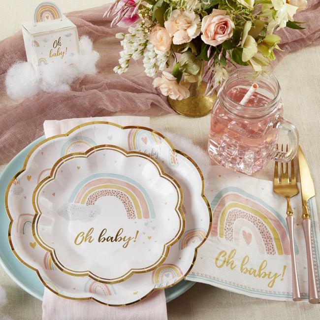 Kate Aspen Boho Rainbow Baby 9 In. Premium Paper Plates (Set Of 16)