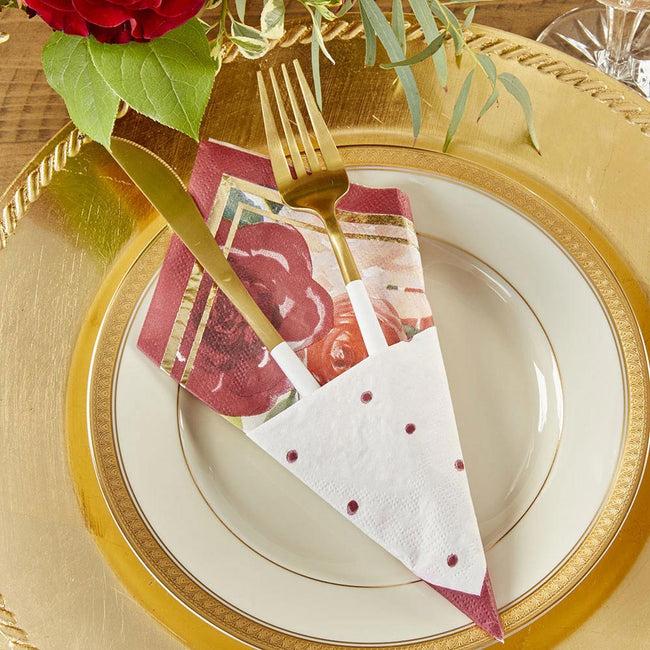 Kate Aspen Burgundy Blush Floral 2 Ply Paper Napkins (Set Of 30)