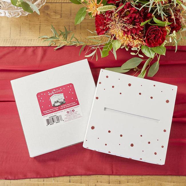Kate Aspen Burgundy Blush Floral Collapsible Card Box