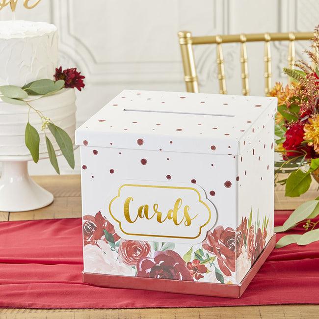 Kate Aspen Burgundy Blush Floral Collapsible Card Box