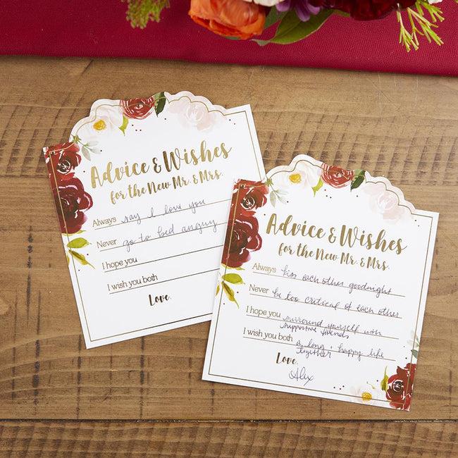 Kate Aspen Burgundy Blush Floral Wedding Advice Card (Set Of 50)