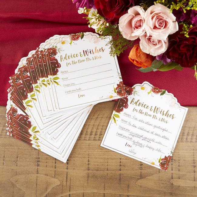 kate aspen Burgundy Blush Floral Wedding Advice Card (Set of 50)
