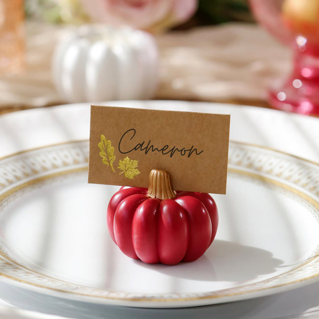 Kate Aspen Burgundy & Blush Pink Pumpkin Place Card Holder (Set Of 6)