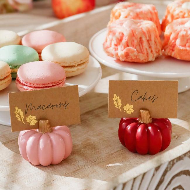 Kate Aspen Burgundy & Blush Pink Pumpkin Place Card Holder (Set Of 6)