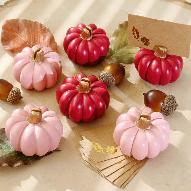 kate aspen Burgundy & Blush Pink Pumpkin Place Card Holder (Set of 6)