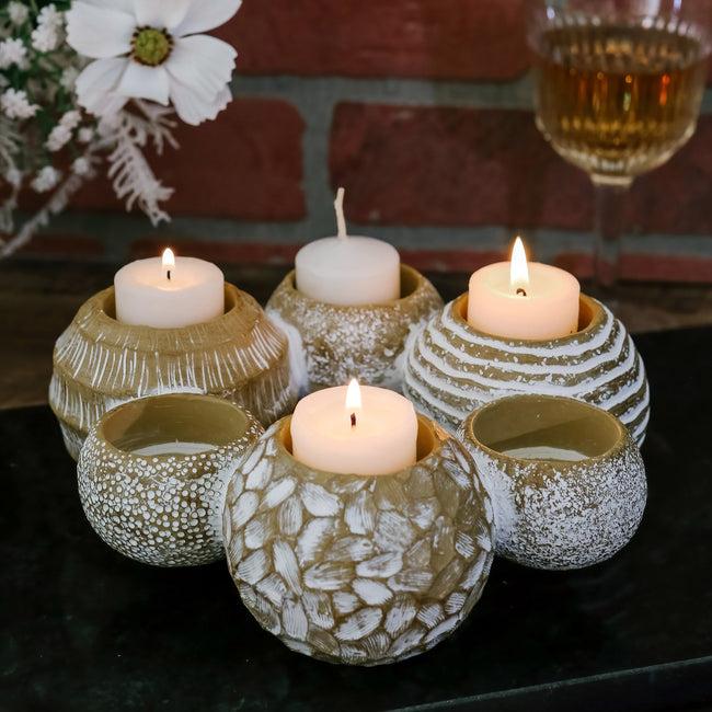 Kate Aspen Candle Holder Centerpiece (2-in-1) 6 Gold Ball Set
