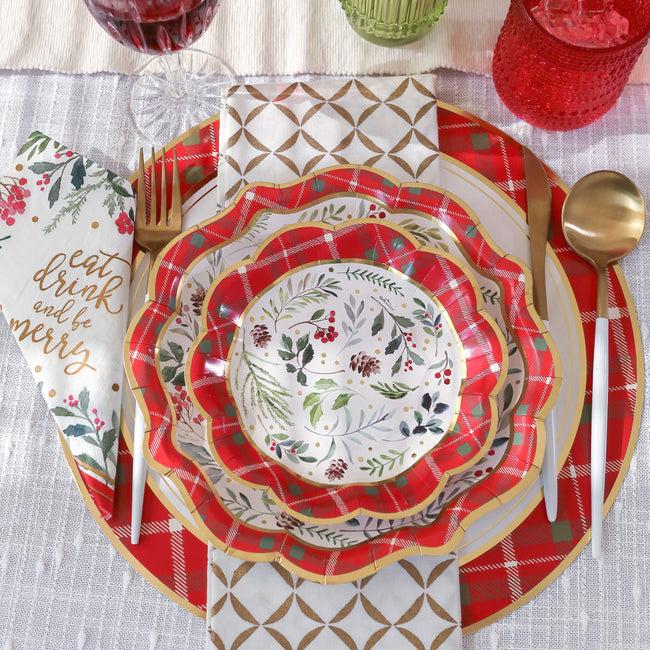 Kate Aspen Christmas Tableware Set - 7” Plate (set Of 16) 9” Plate (set Of 16) And Napkin (set Of 30)