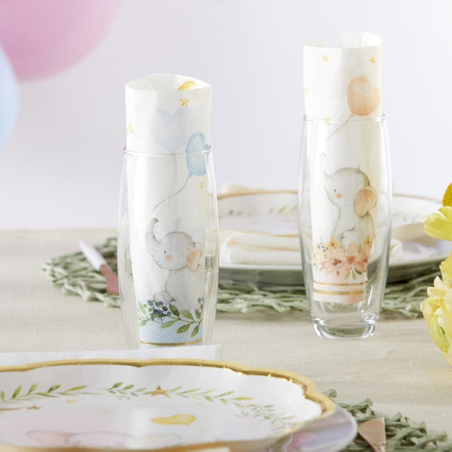 Kate Aspen Elephant Baby Shower 2 Ply Paper Napkins - Blue (Set Of 30)