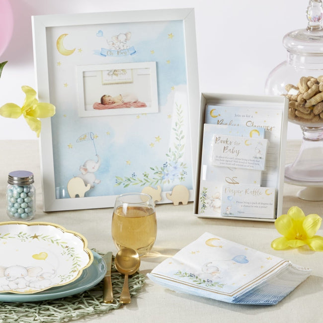 Kate Aspen Elephant Baby Shower 2 Ply Paper Napkins - Blue (Set Of 30)