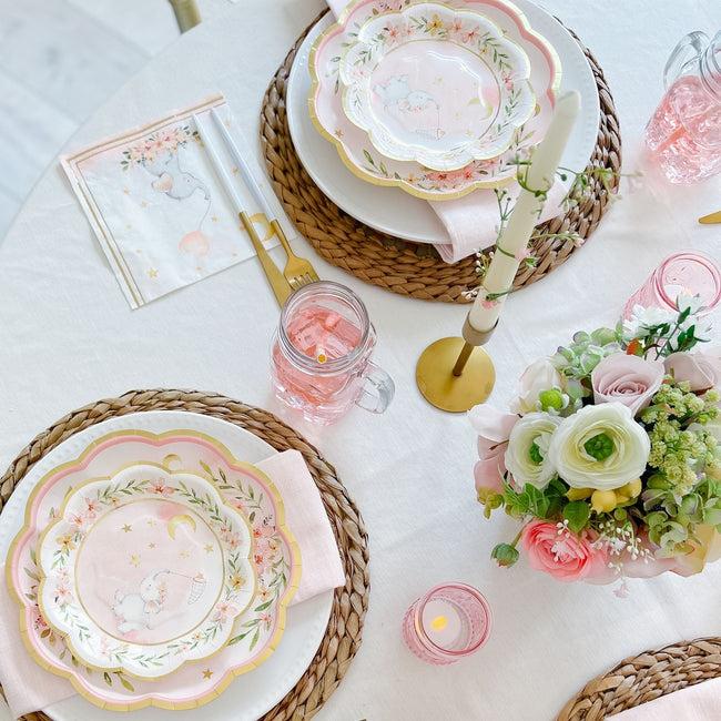 Kate Aspen Elephant Baby Shower 7 In. Premium Paper Plates - Pink (Set Of 16)