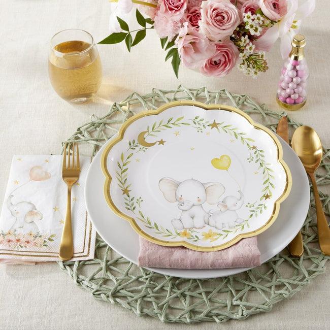 Kate Aspen Elephant Baby Shower 9 In. Premium Paper Plates (Set Of 16)