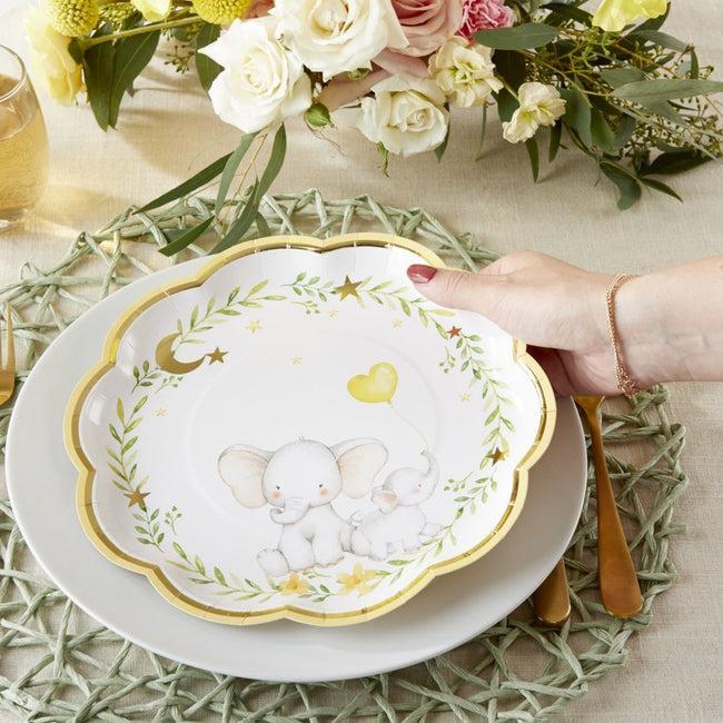 Kate Aspen Elephant Baby Shower 9 In. Premium Paper Plates (Set Of 16)