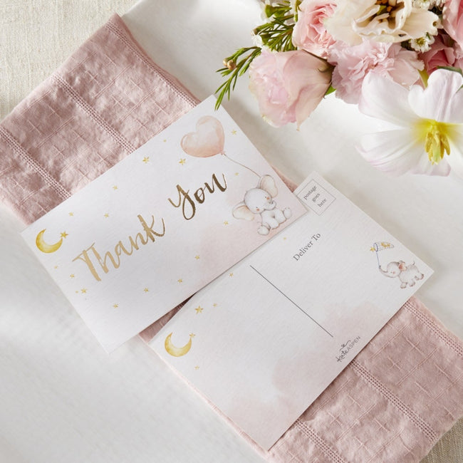 Kate Aspen Elephant Baby Shower Invitation & Thank You Card Bundle - Pink (Set Of 25)