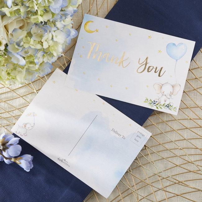 Kate Aspen Elephant Baby Shower Invitation & Thank You Card Bundle - Blue (Set Of 25)