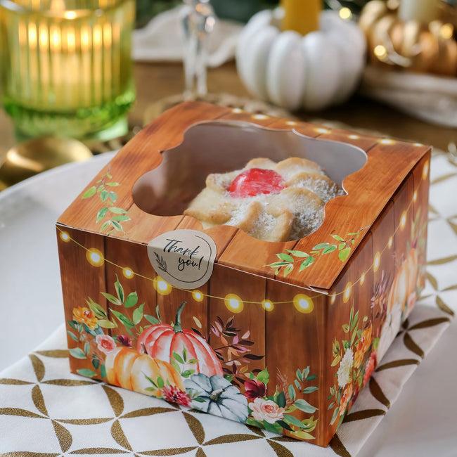 Kate Aspen Fall Cookie Boxes With Window + Seal Sticker (Set Of 30)