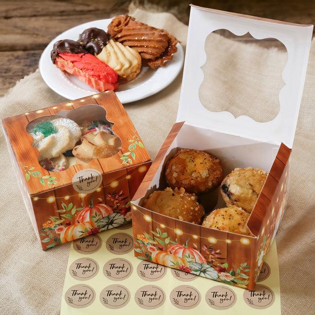 kate aspen Fall Cookie Boxes with Window + Seal Sticker (Set of 30)