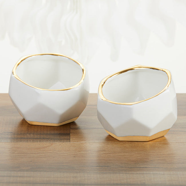 Kate Aspen Geometric Ceramic Planter - Small (Set Of 3)