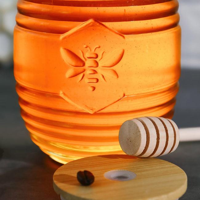 Kate Aspen Glass Bee Honey Jar And Dipper Set (2 Lids And Dippers)