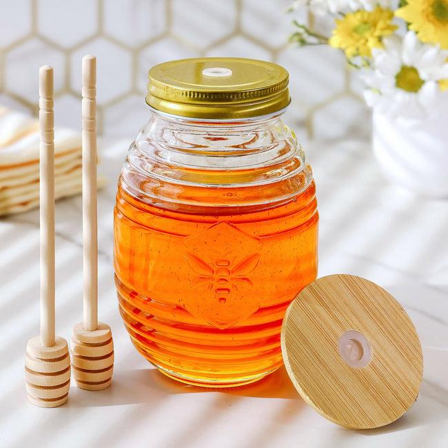 kate aspen Glass Bee Honey Jar and Dipper Set (2 Lids and Dippers)