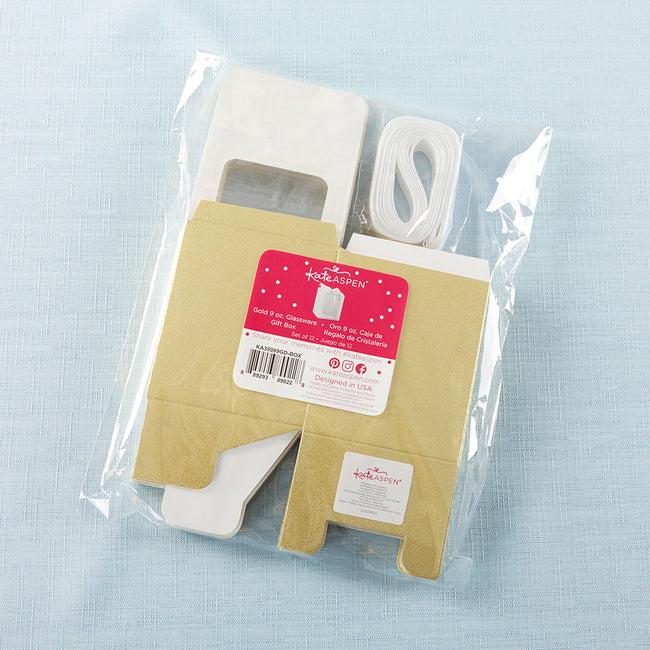 Kate Aspen Gold 9 Oz. Glassware Gift Box With Ribbon (Set Of 12)