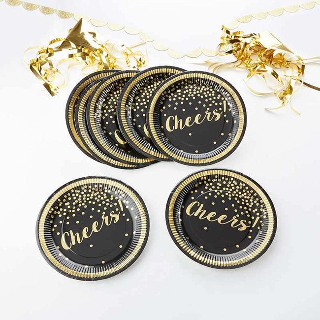 kate aspen Gold Foil Cheers 9 in. Premium Paper Plates - Party Time (Set of 8)