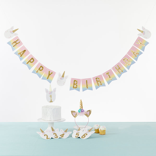 Kate Aspen Gold Glitter Unicorn Happy Birthday Décor Kit