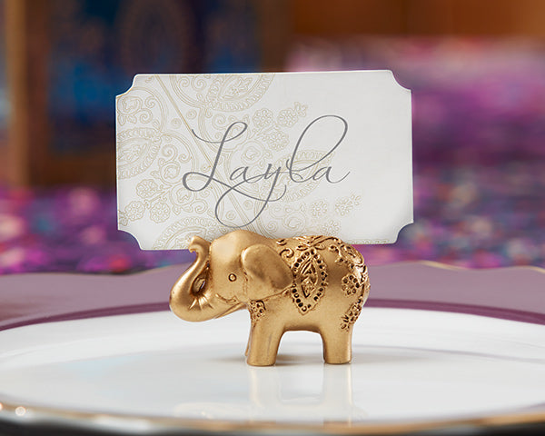 Kate Aspen Gold Lucky Elephant Place Card Holder (Set Of 6)