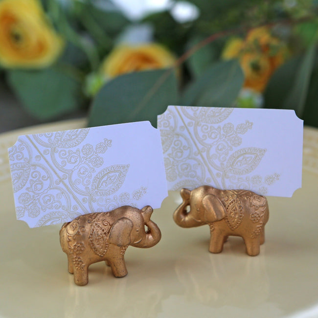 Kate Aspen Gold Lucky Elephant Place Card Holder (Set Of 6)
