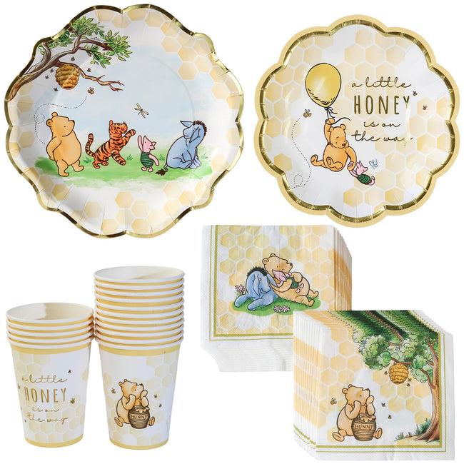kate aspen Honey Bear 78 Piece Party Tableware Set - (16 Guests)