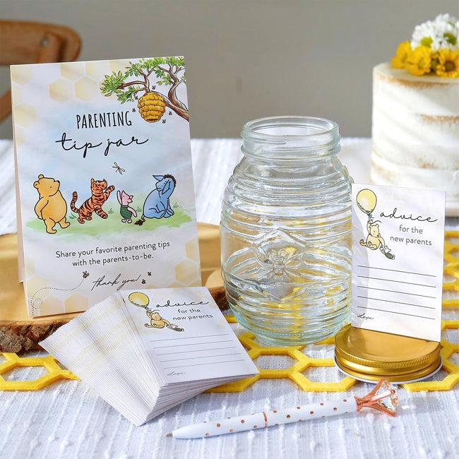 kate aspen Honey Bear Baby Shower Activity Parenting Tip Jar Advice Cards Set