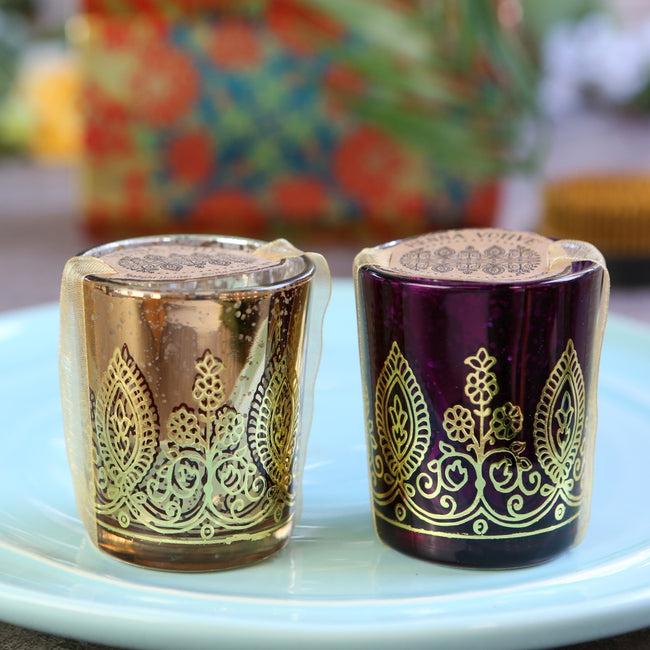Kate Aspen Indian Jewel Henna Votives - Assorted (Set Of 4)