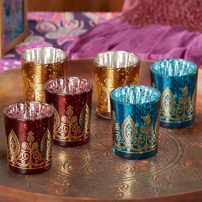 Kate Aspen Indian Jewel Henna Votives - Assorted (Set Of 6)