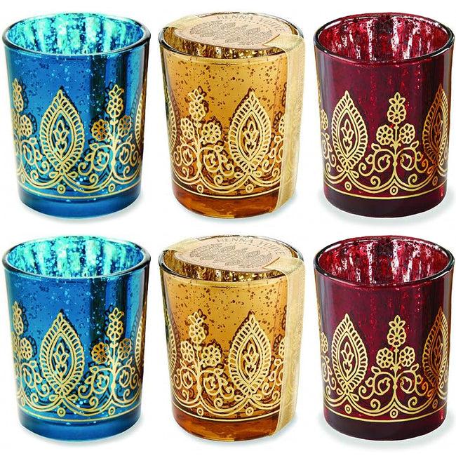 kate aspen Indian Jewel Henna Votives - Assorted (Set of 6)