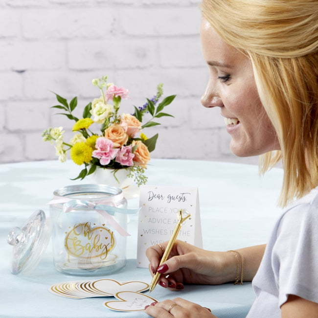 kate aspen Iridescent Baby Shower Wish Jar with Heart Shaped Cards