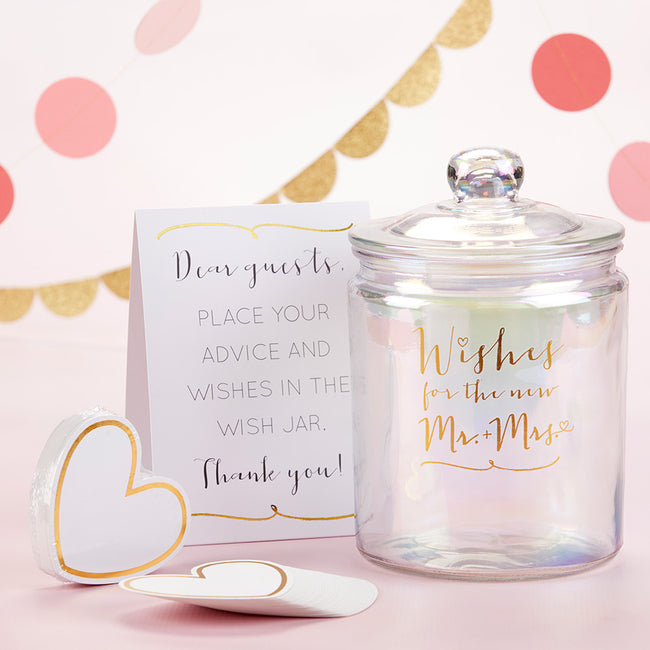 Kate Aspen Iridescent Wedding Wish Jar With Heart Shaped Cards
