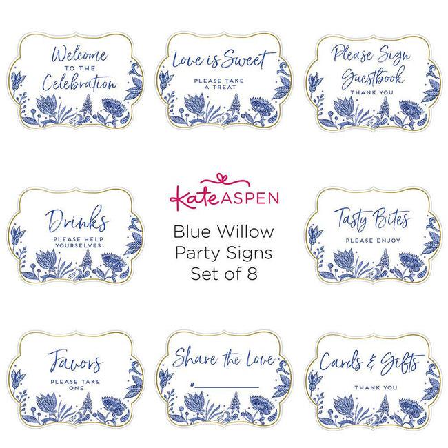 Kate Aspen Blue Willow Décor Sign Kit (Set Of 8)
