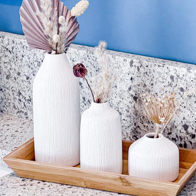 Kate Aspen Boho Ceramic Bud Vase - White (Set Of 3)