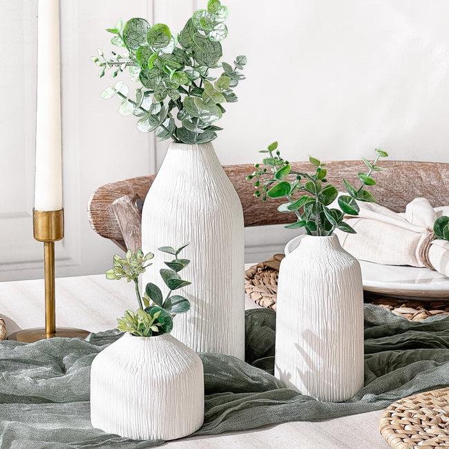 Kate Aspen Boho Ceramic Bud Vase - White (Set Of 3)