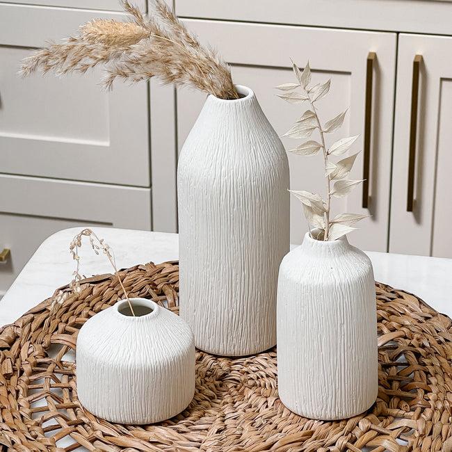 Kate Aspen Boho Ceramic Bud Vase - White (Set Of 3)